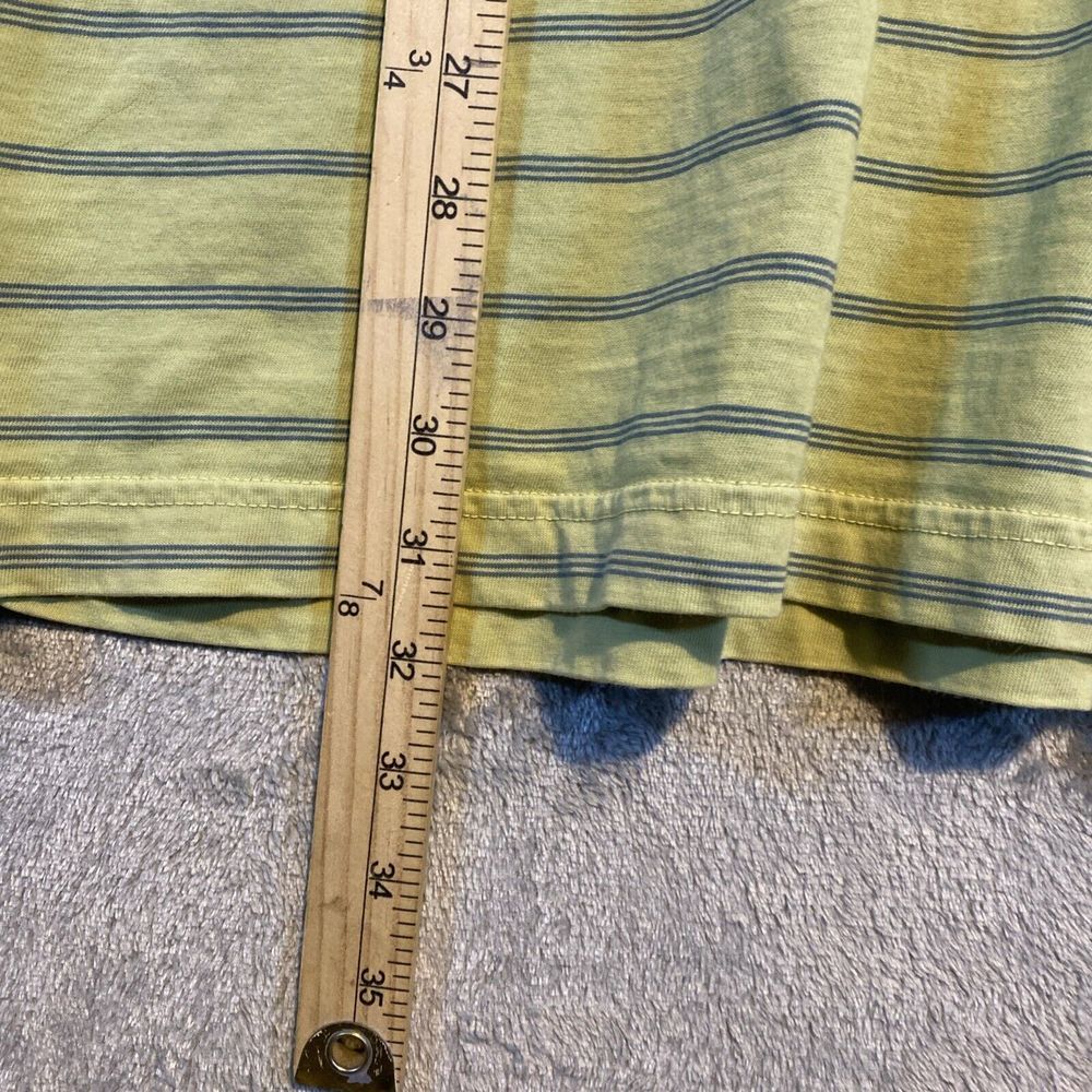 Eddie Bauer Men's Sz L Rugby Shirt Lime Color Short Sleeve Blue Stripes Preppy - Picture 10 of 11